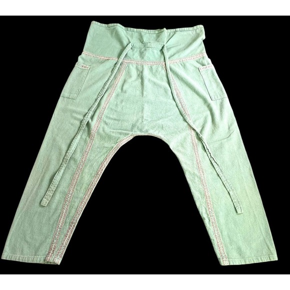 Ladies Harem Olive Green Pants Baggy Bohemian Aladdin Genie Hippy Yoga Trousers - Picture 1 of 10